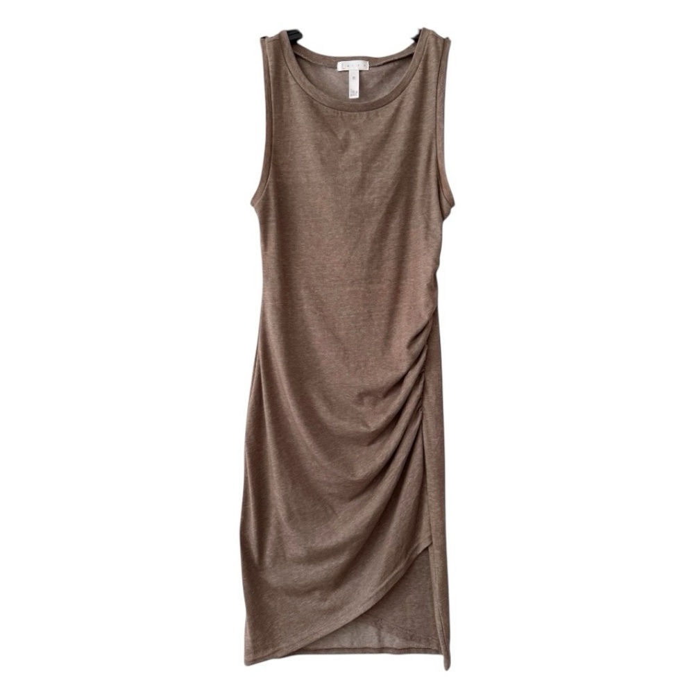 Leith Ruched Bodycon Sleeveless Dress Tan Dusk Heather Knit Women’s Size XS